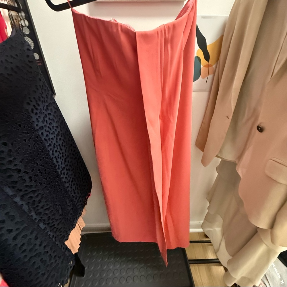 Reiss Coral Midi Strapless Dress with front pleat